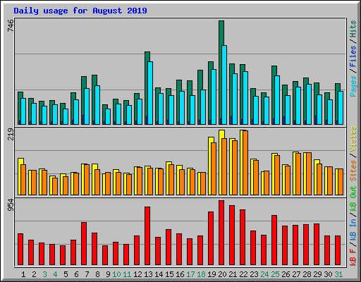 Daily usage for August 2019